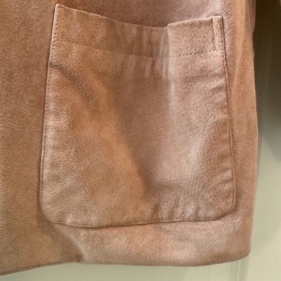 VTG Leather coat Jacket blazer Womens XL Pink  Suede Patch pockets Barn jacket - Picture 4 of 10